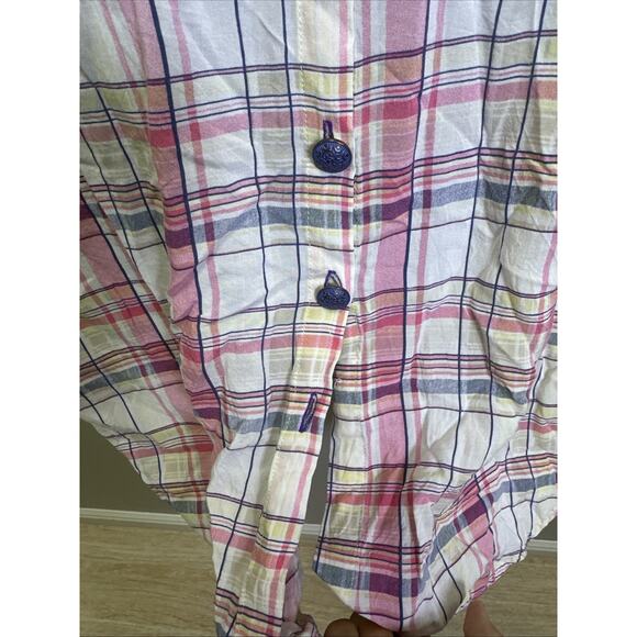Soft Surroundings Serena Mixed Media Plaid Tunic L Embroidered Floral Artsy - Picture 4 of 11